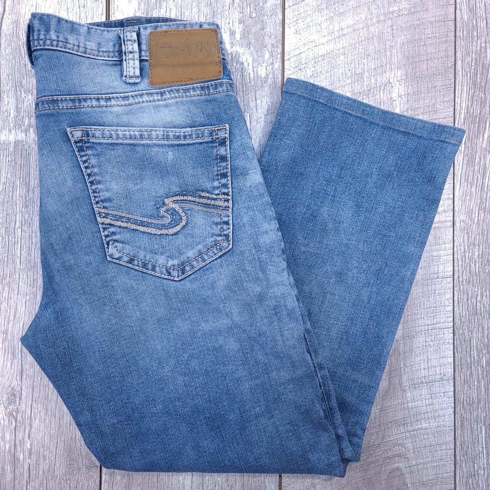 Silver Jeans Grayson Mens 33x26 Blue Straight Leg Relaxed Easy Fit Pants